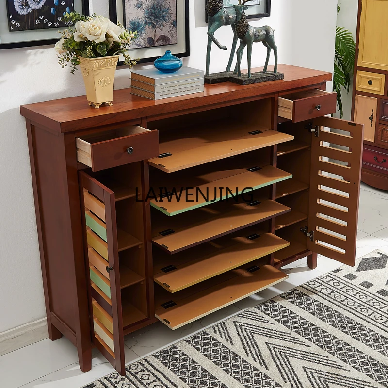 XL  American country shoe cabinet solid wood living room porch cabinet multi-functional locker