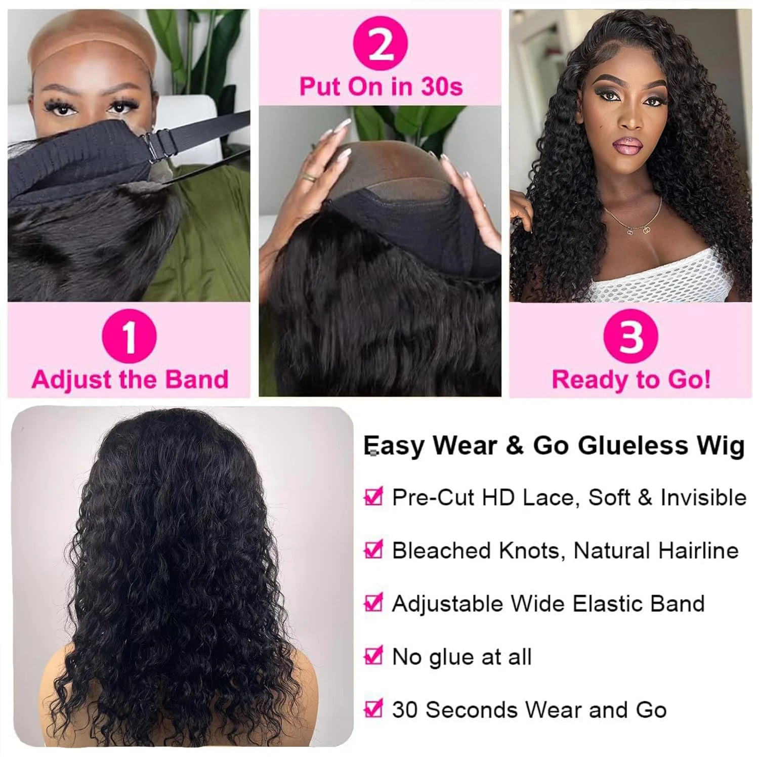 Deep Wave Glueless Wig Ready To Wear Brazilian Human Hair Kinky Curly Water Wigs 5x5 Lace Closure Wig For Women Pre-Cut Lace Wig