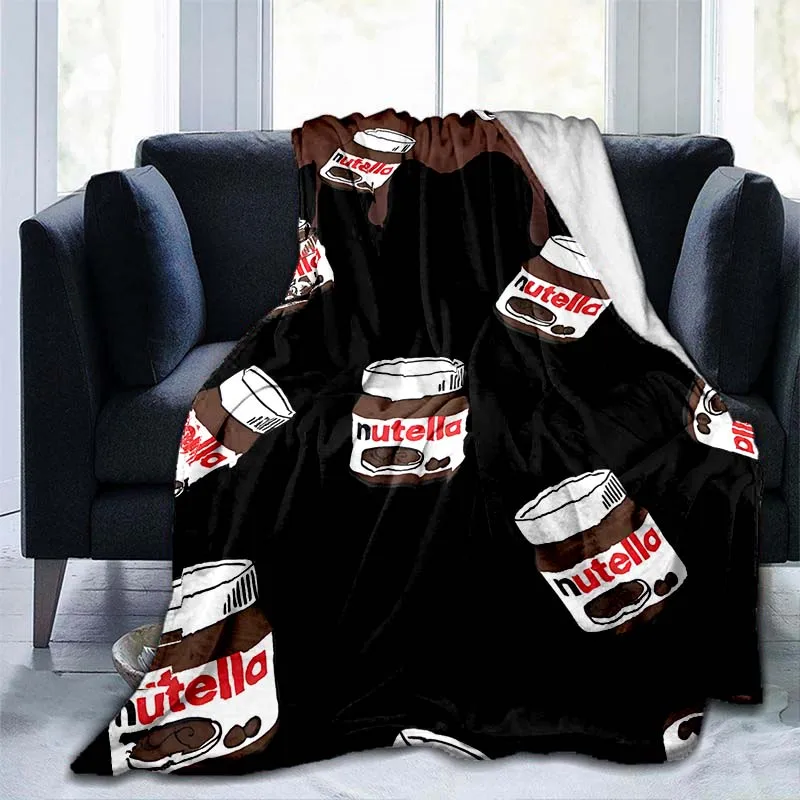 Funny Cute Foods Nutella Blanket Cartoon White Brown Plush Flannel Throw Blankets Autumn Thermal Blanket Teens Adult Blanket