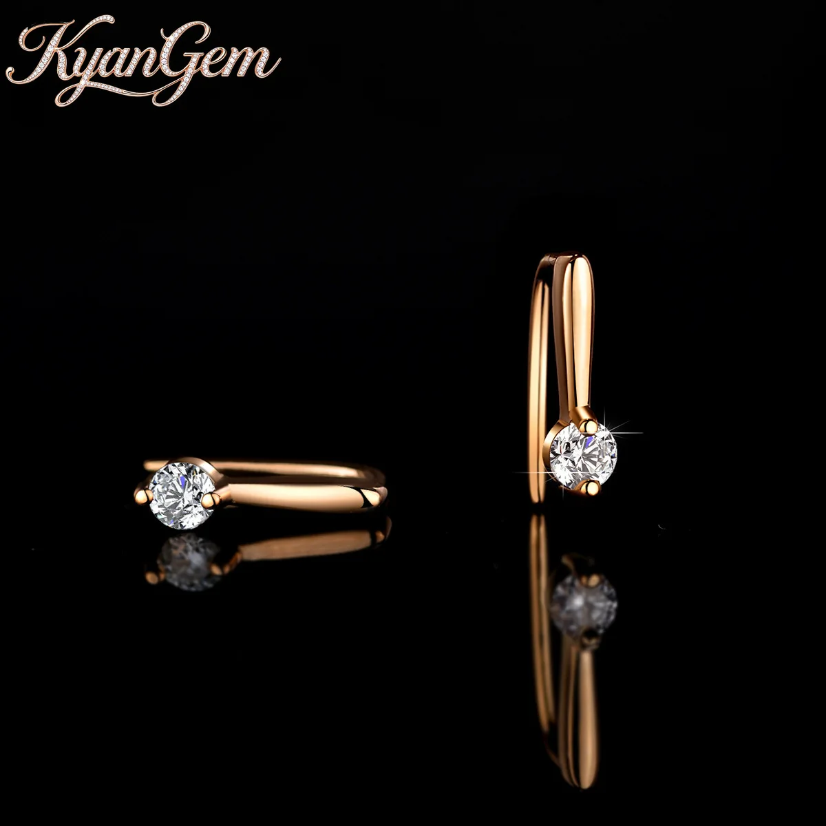 

KyanGem 18K Gold for Women 10-point Diamond Elegant Earrings, Simple Style Wedding Moissanite Rose Gold Gift Earrings