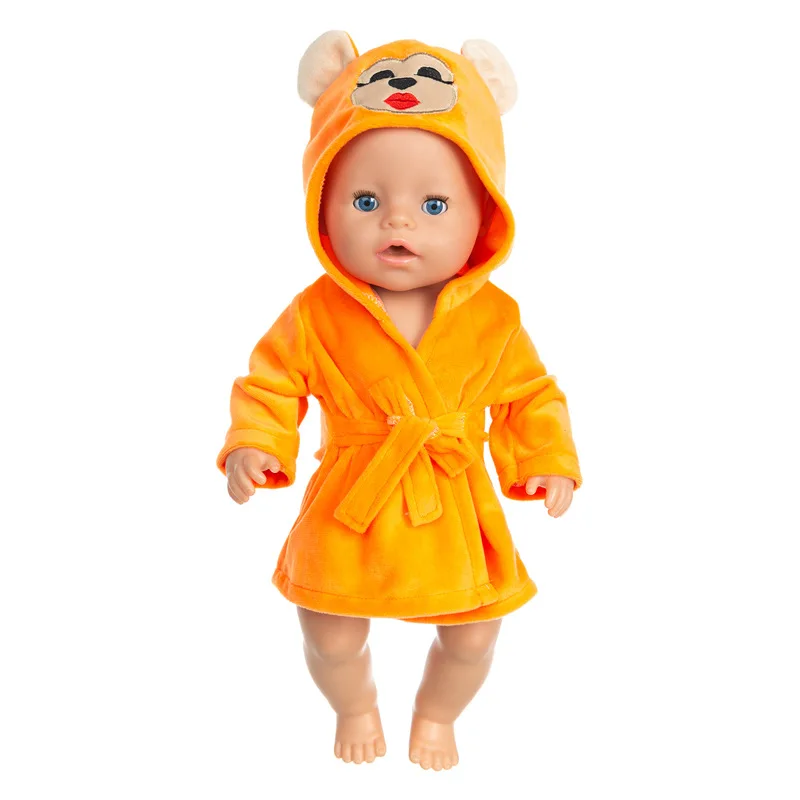 Bunte Bademantel Anzug Niedlichen Cartoon Tier Nachthemd Robe Fit 17/18 zoll 40-45 cm Puppe Kleidung Zubehör für Baby Geschenk – Detail 9