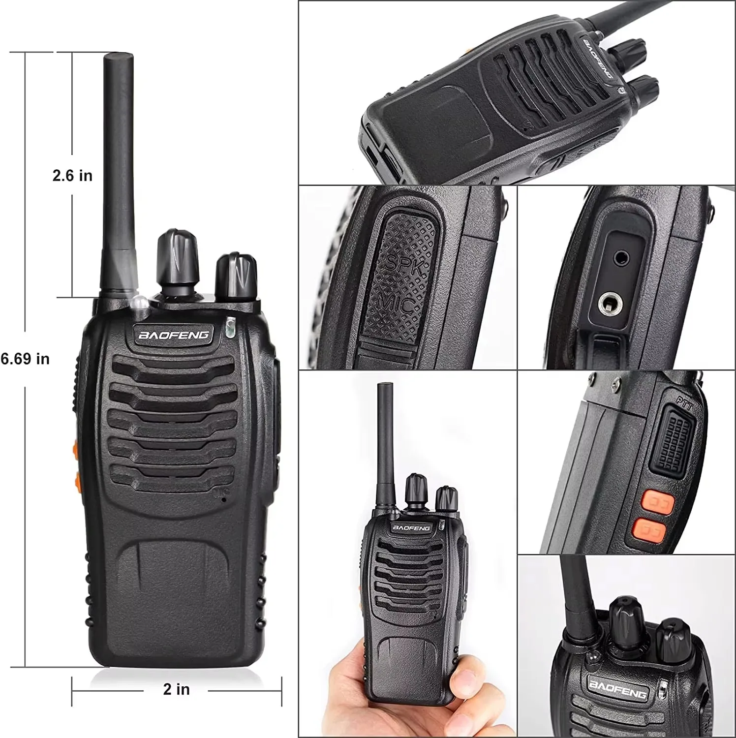 6PACK MERODITH Walkie Talkie Baofeng 88E Two way Radio Long range Wireless set radio uhf communicator 400-470MHz 16CH radio