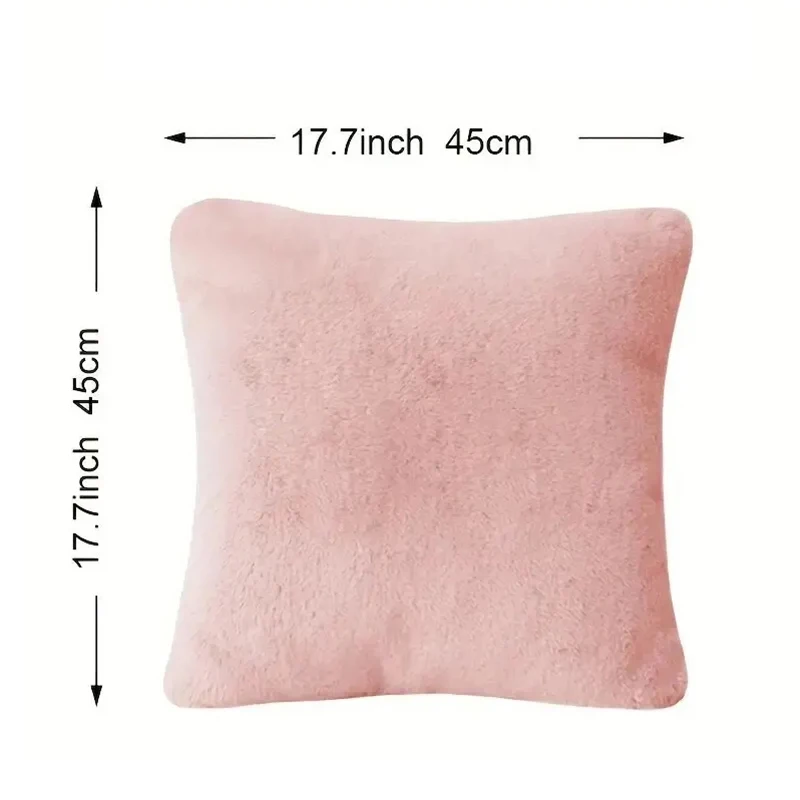 Ultra Soft Throw Pillows Case Faux Rabbit Fur Luxury Warm Plush Decorative Pillow Cushion Cover For Sofa Bedroom Living Room