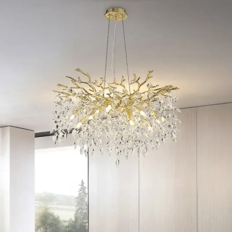 

Modern Long Crystal Ceiling Chandelier For Kitchen Table Living Dining Room Bedroom Gold Crystal Branch Hanging Chandelier Light