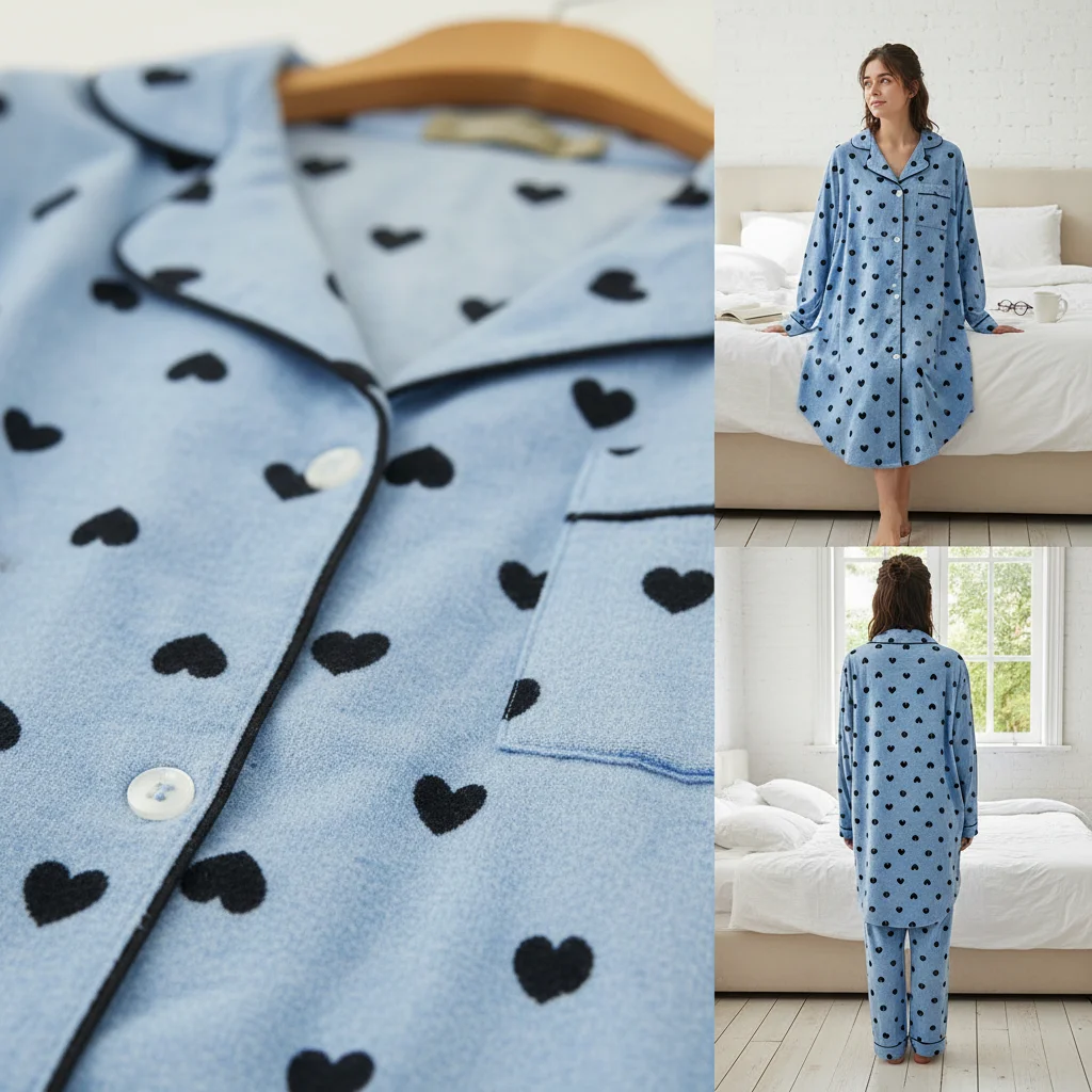 Nightgowns for Women 100% Cotton Soft Sleepshirts Blues Color Cartoon Fall Seasons nightgowns