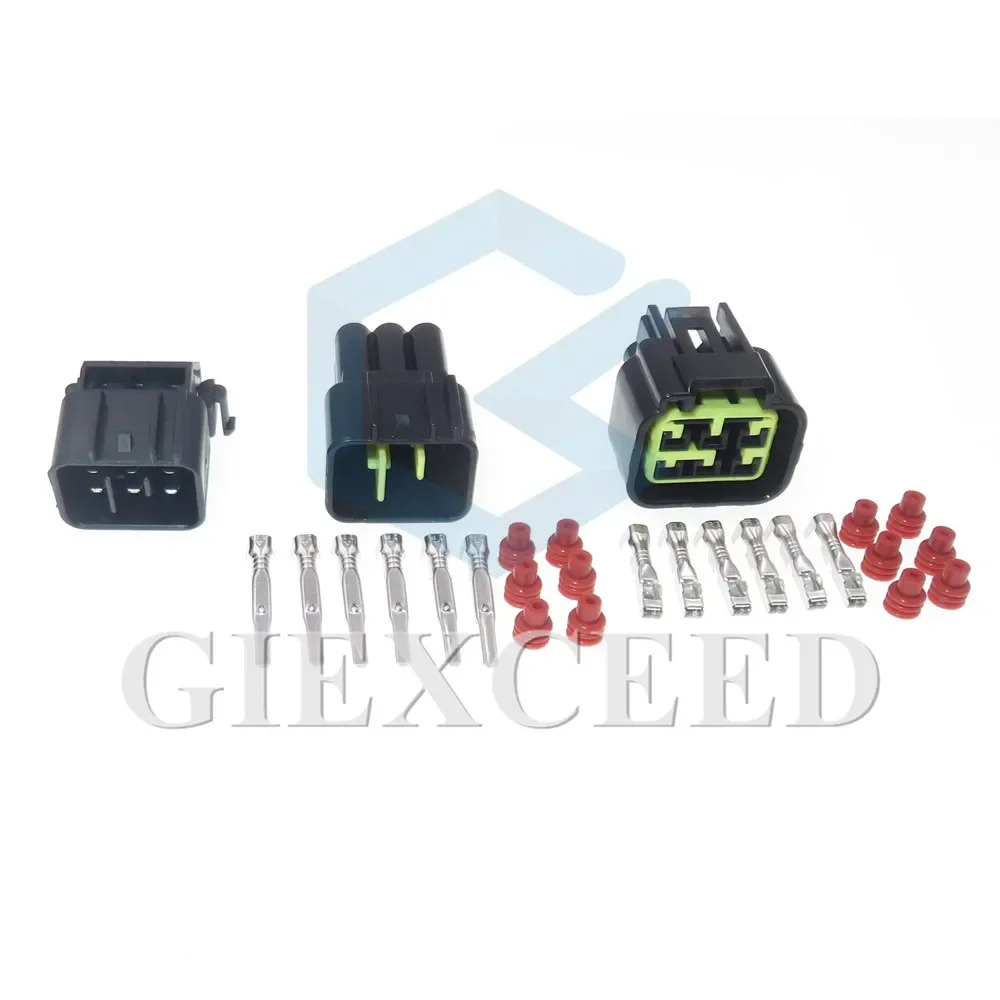 2 Sets 6 Pin FW-C-6M-B FW-C-6F-B Car Window Lifter Cable Socket High-voltage Ignition Coil Plug AC Assembly For Ford Mondeo
