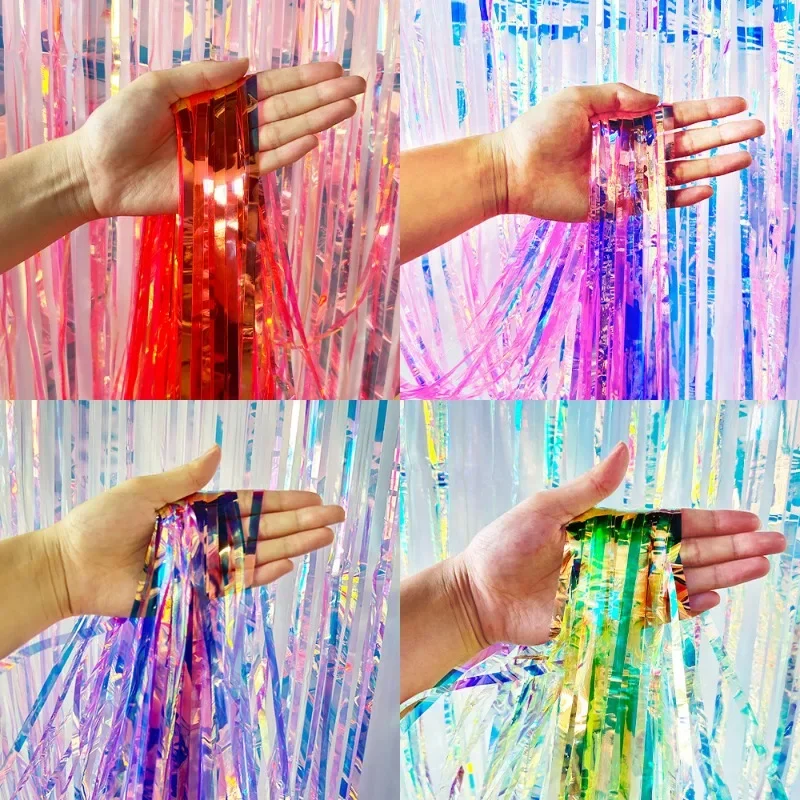 1×2m Drizzle Curtain Birthday Party Decoration Supplies Colorful Streamers Wedding Scene Layout Tassels Outdoors Photo Props