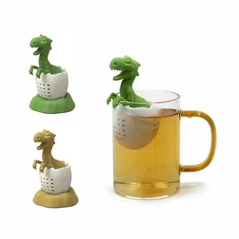 Reusable Silicone Tea Infuser Funny Dinosaur Shape Herbal Tea Bag Coffee Filter Diffuser Strainer Tea Accessories Coffee Filter