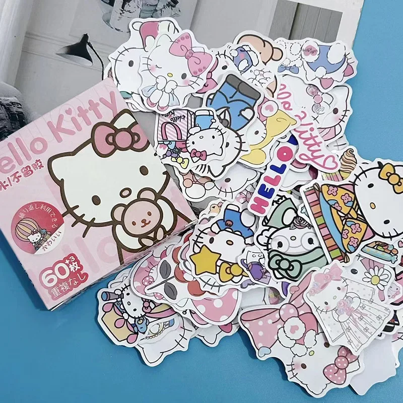 Miniso 63 шт. Sanrio Kuromi Hello Kitty милый справочник студенческий водонепроницаемый компьютерный багаж мультяшная наклейка детский подарок