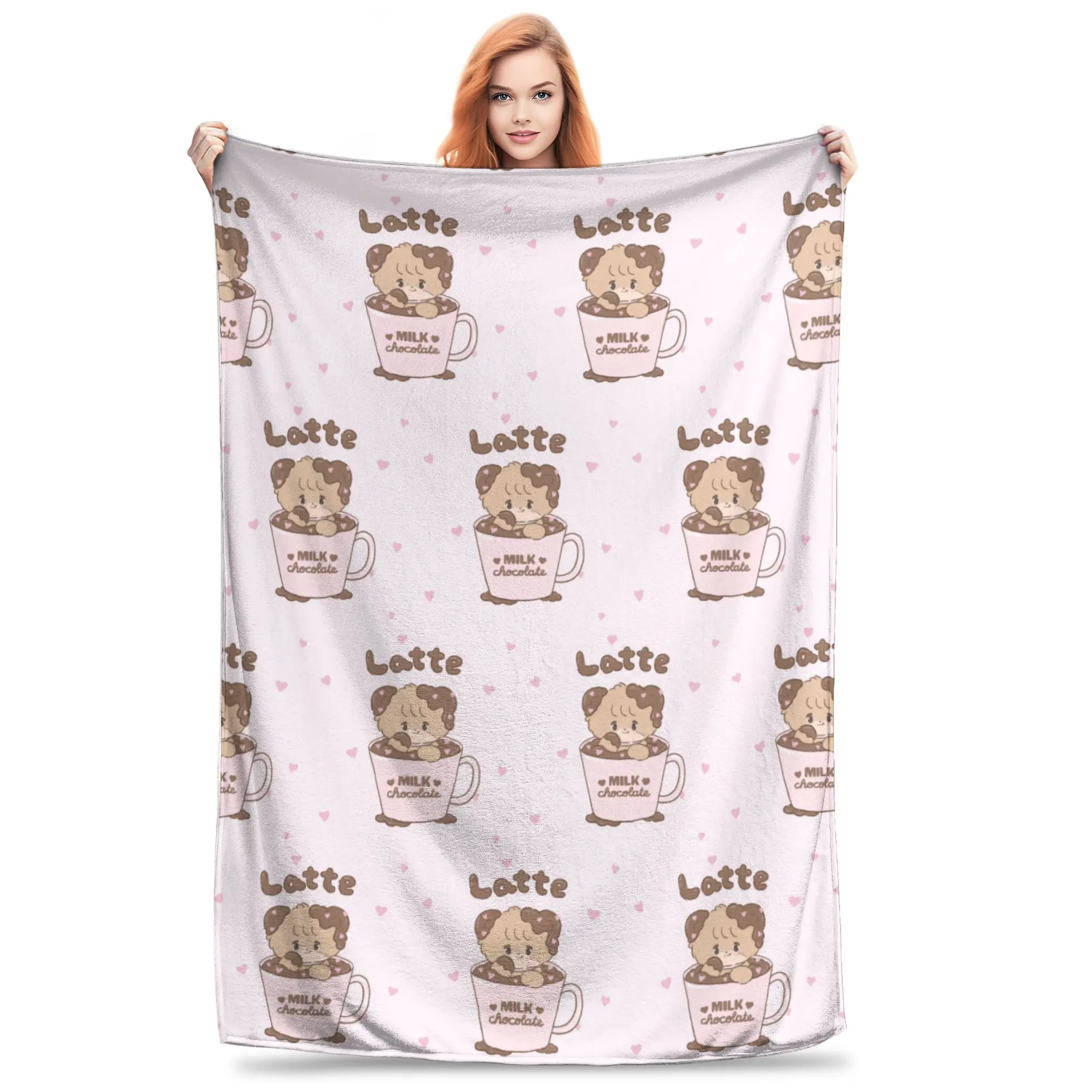 

Mikkos Latte Flannel Blankets Customized Throw Blankets for Sofa Bedding Lounge 150*125cm Bedspread,