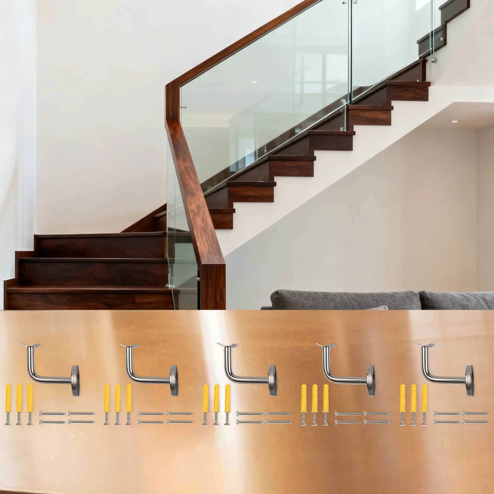 Staircase Bracket Handrail Bracket Indoor Railing Modern Design Screws Included 201 Stainless Steel For Home D cor
