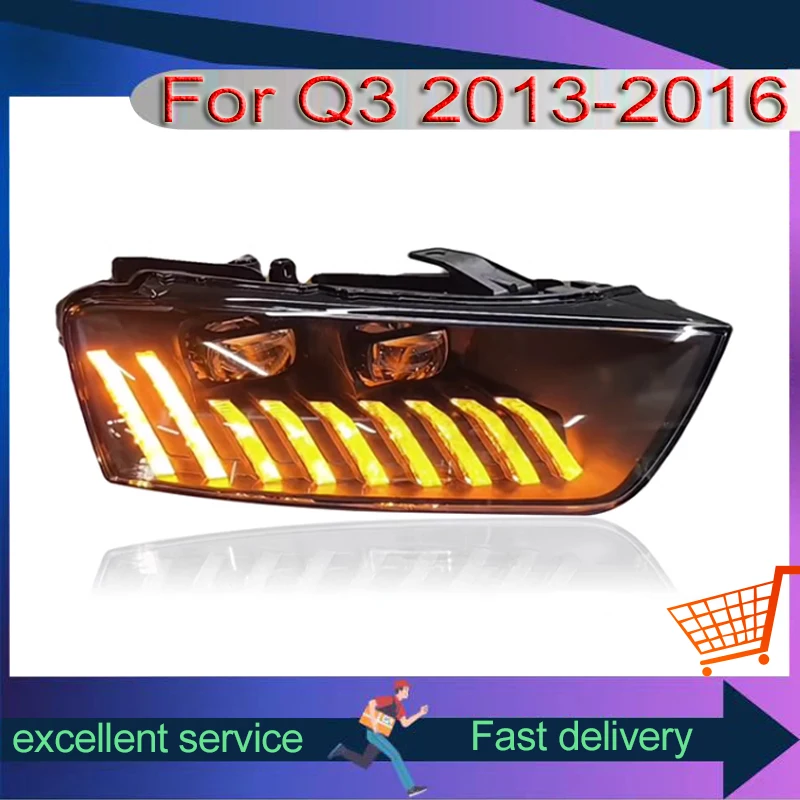 

Car Front Lamp For Audi Q3 Modified Headlight Assembly 2013-2016 Horse Race LED Lens Car Accessories