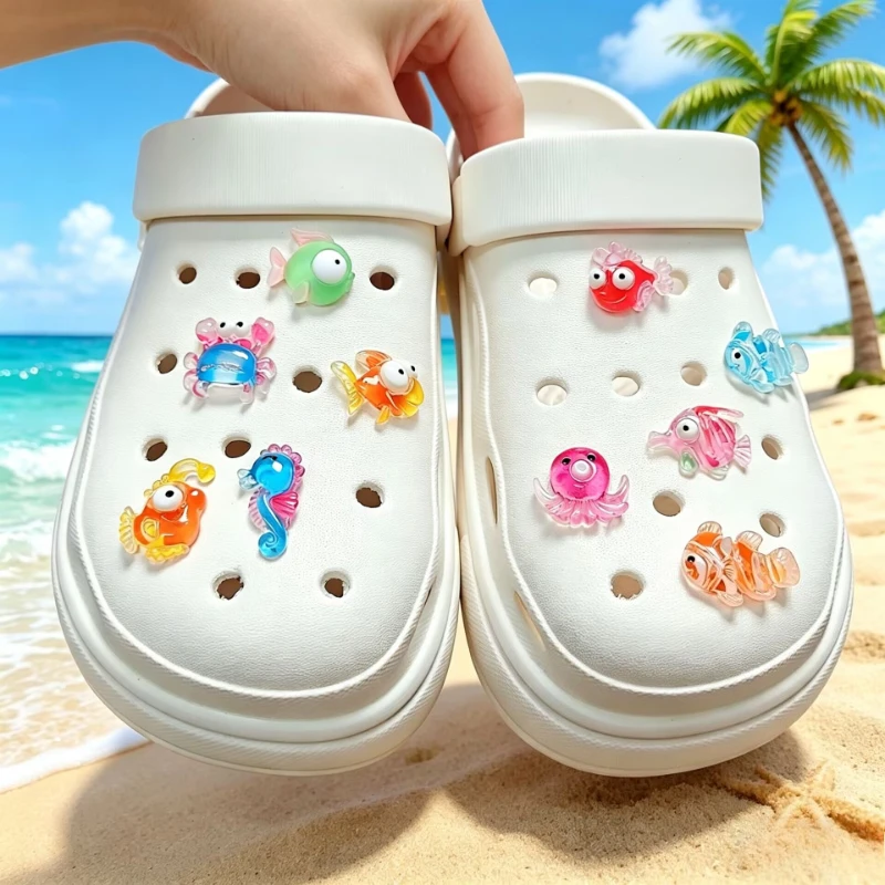 

10-Pack Cute Two-Color Ocean Series DIY Shoe Decorations Multi-Functional Casual Accessories for Personalized Footwear Styling