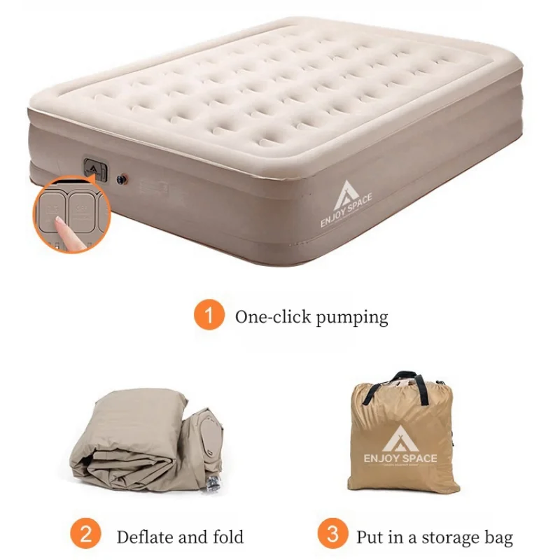 Outdoor Inflatable Mattress Camping Folding Bed Automatic Inflatable Heightened Single Double Air Mat Self-driving Sleeping Bed