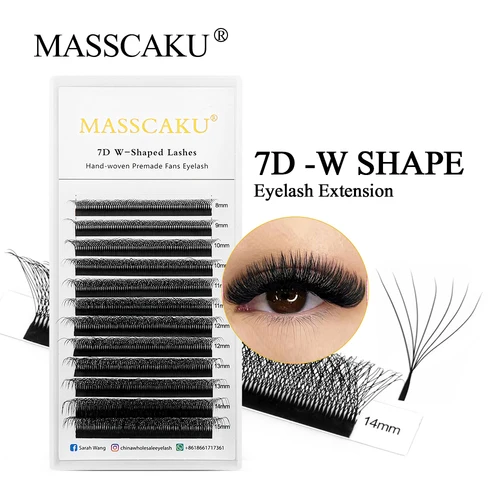 MASSCAKU nuevo 8D forma de W floración automática ventiladores prefabricados extensiones de pestañas pestañas individuales suaves naturales suministros de maquillaje