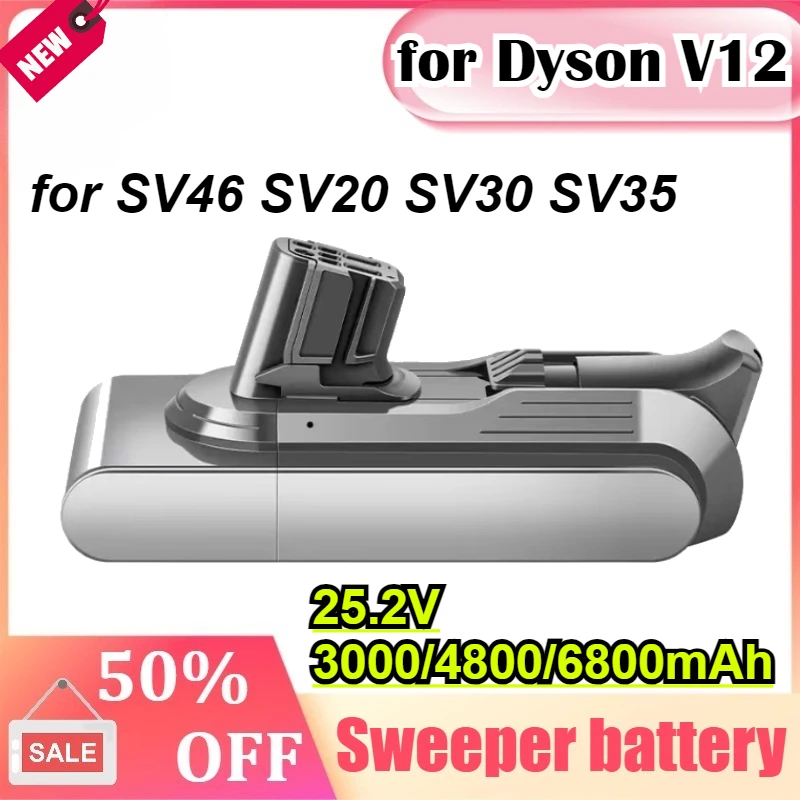 

25.2V 3000/4800/6800mAh Newly upgraded Replacement Handheld Vacuum Cleaner Battery for Dyson V12 Series SV46 SV20 SV30 SV35