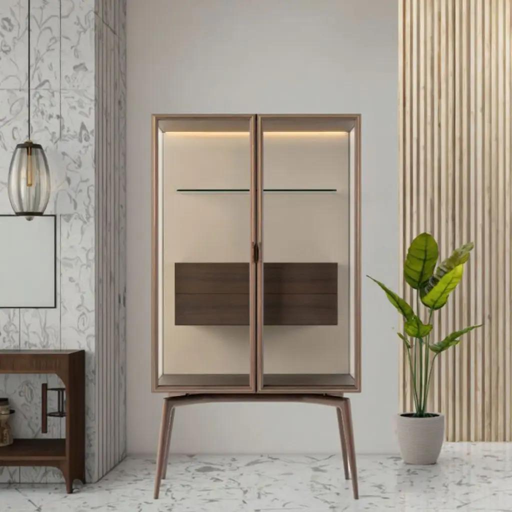 High-End Minimalist Luxury Display Cabinet (Glass+Metal) | Office & Mansion Use