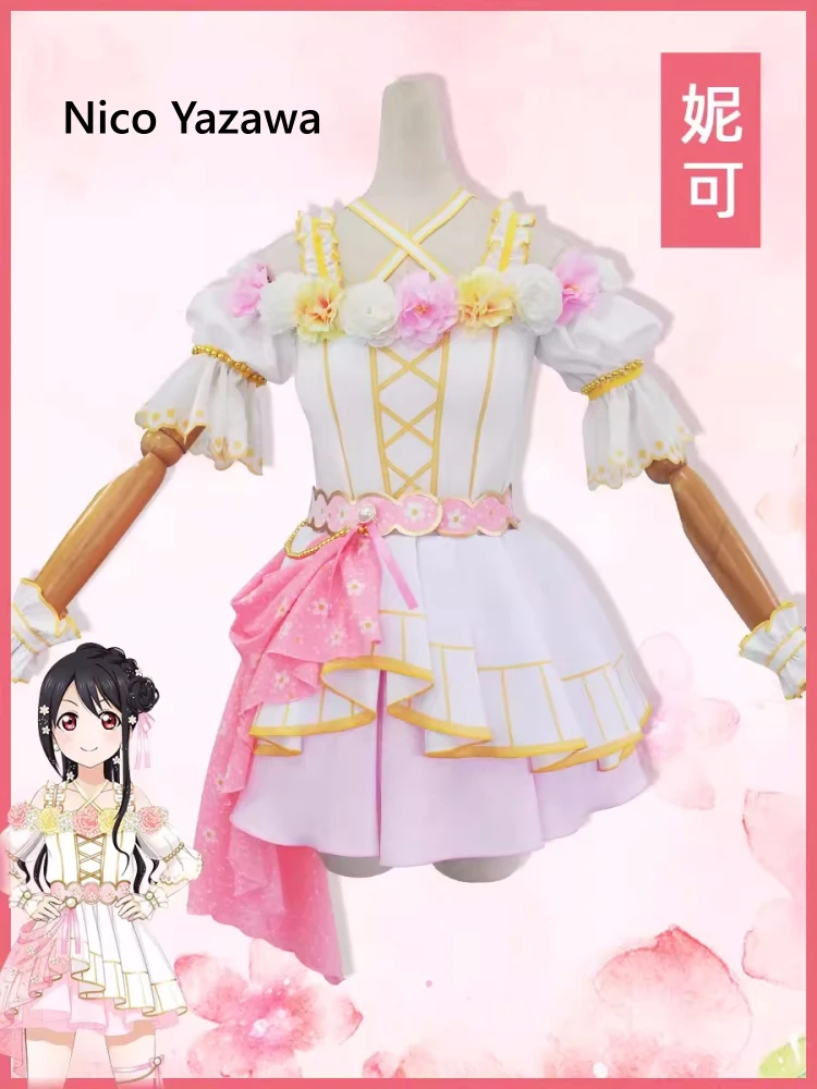 Nico Yazawa Cosplay Outfit Anime Lovelive Women Flower Festival Lovely Top Skirt Costume Role Play Clothing Halloween Party Suit