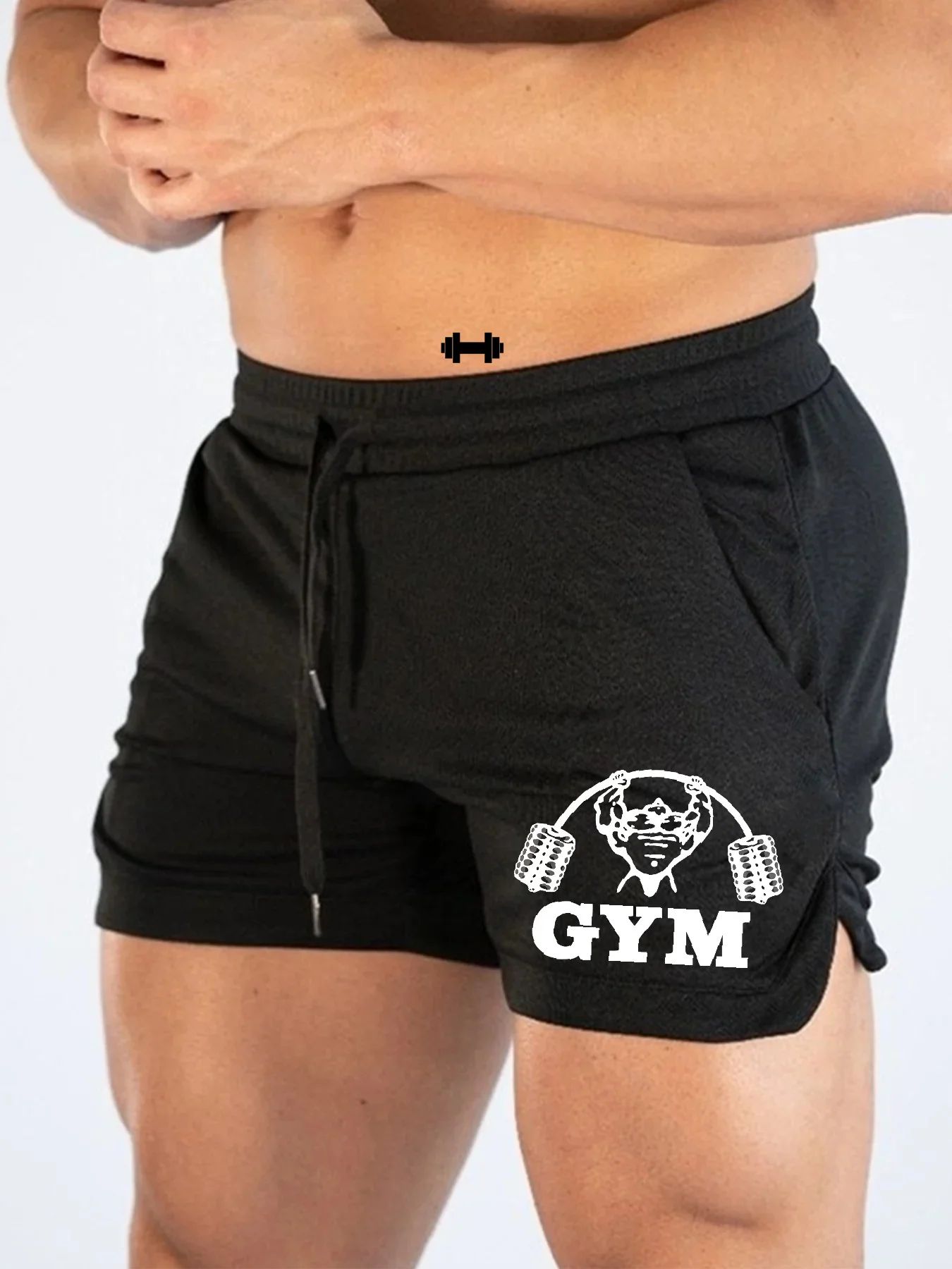 2026 Dumbbell Muscle Running Shorts, Quick Drying Breathable Marathon Shorts Fitness Beach Pants, Tight Mesh Fabric, Sporty