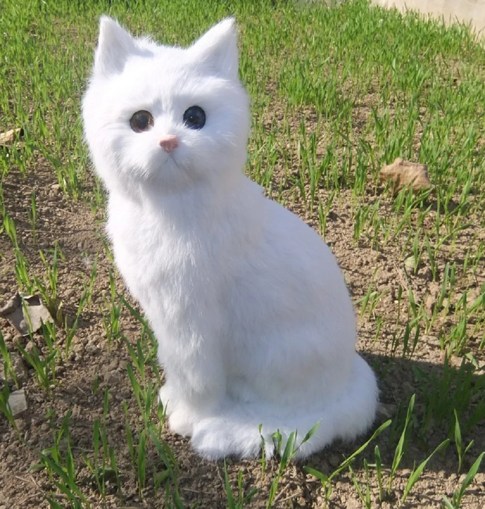 35x15cm Big White Cat Simulation Model Plastic & Fur Handicraft Model Gift