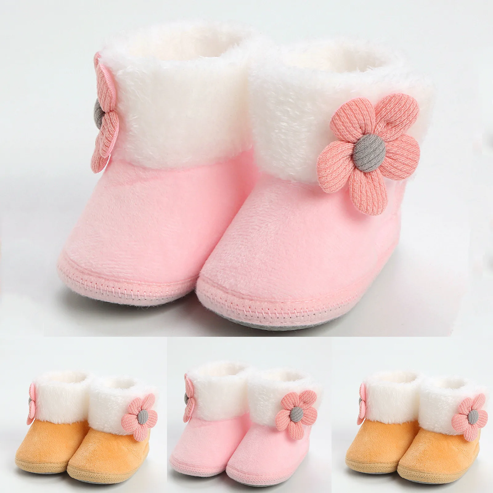 Newborn Baby Girls Boys Soft Booties Solid Pompom Snow Boots Infant Toddler Newborn Warming Shoes New Lovely Comfortable Shoes