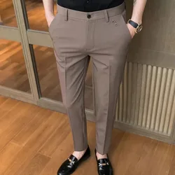 Business Baggy Office Trousers for Men Straight Summer Thin Loose Casual Pants Man Tailoring Clothes Cheap High Quality Sale Y2k