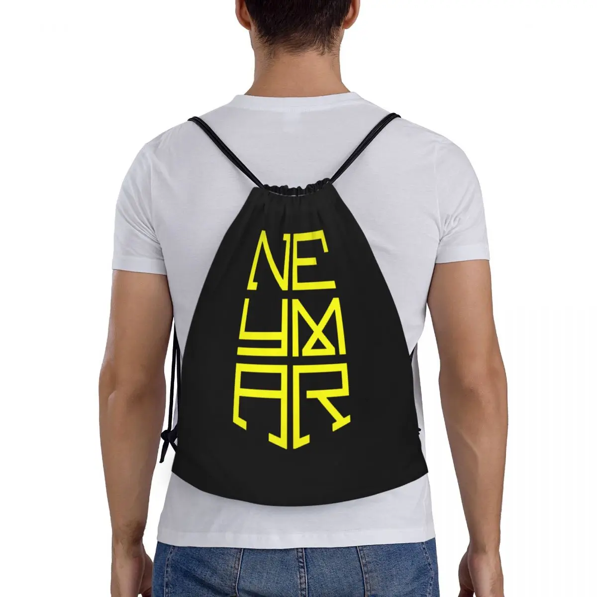 Custom Yellow Neymar Football Drawstring Backpack Bags Men Women Lightweight Soccer Gym Sports Sackpack Sacks for Yoga image 5