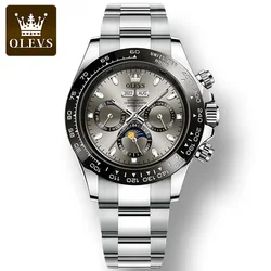 OLEVS Man's Automatic Watches TOP Luxury Brand Waterproof Stainless Steel Mechanical Watch Luminous Month Phase Date Wristwatch