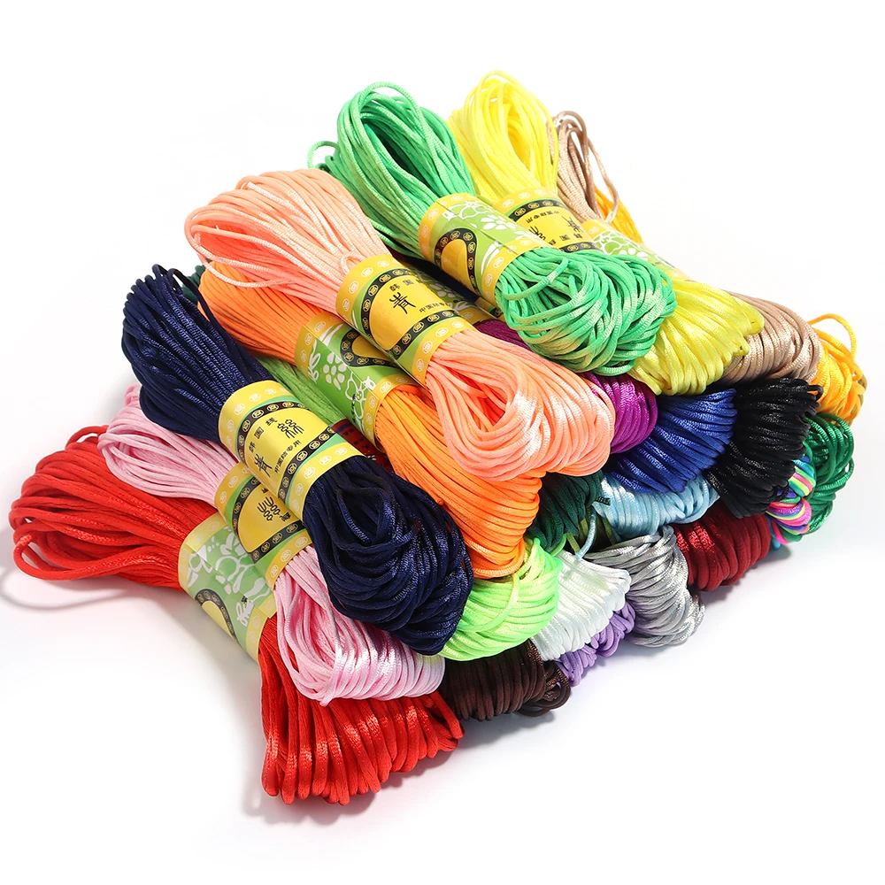 20M/lot Nylon Cord Chinese Knot Woven Macrame Thread 1.5/2mm Red Satin Tassels Cord DIY Beading Braided Shamballa String Thread