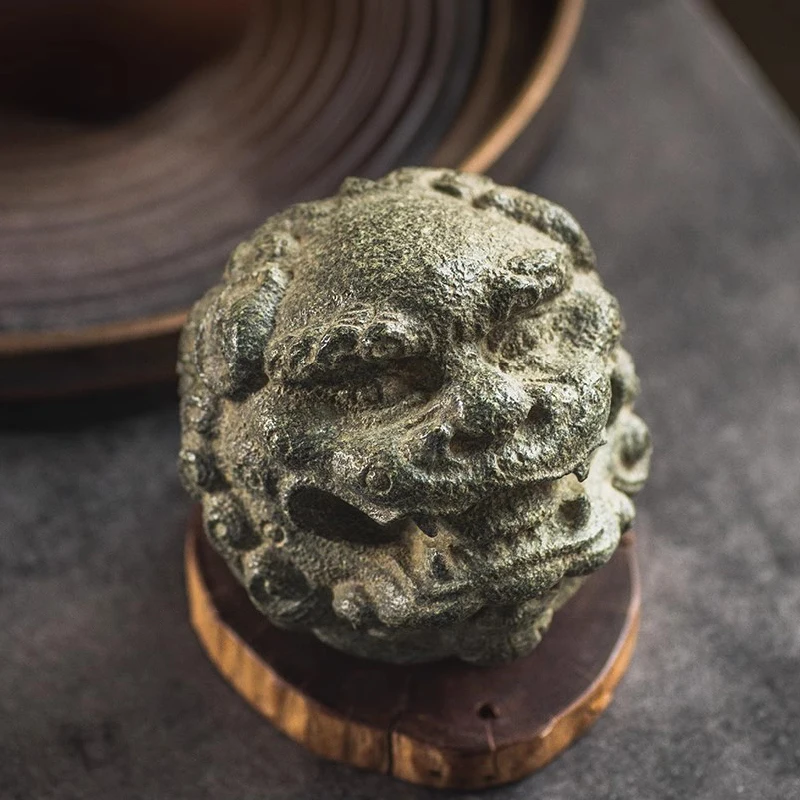 Lion Statue Animal Stone Figurine Mascot Sculpture Office Home Decoration Tea Table Accessorie Originality Antique Craft Gift