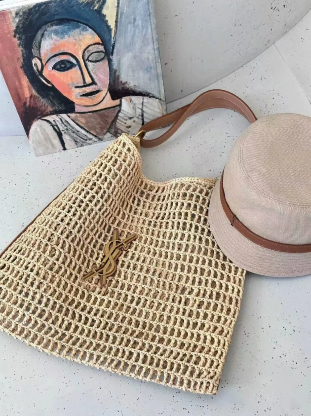 

Sac de plage en paille en cuir véritable pour femme, sac à main design de luxe, portefeuille tissé à la main, sac initié E27