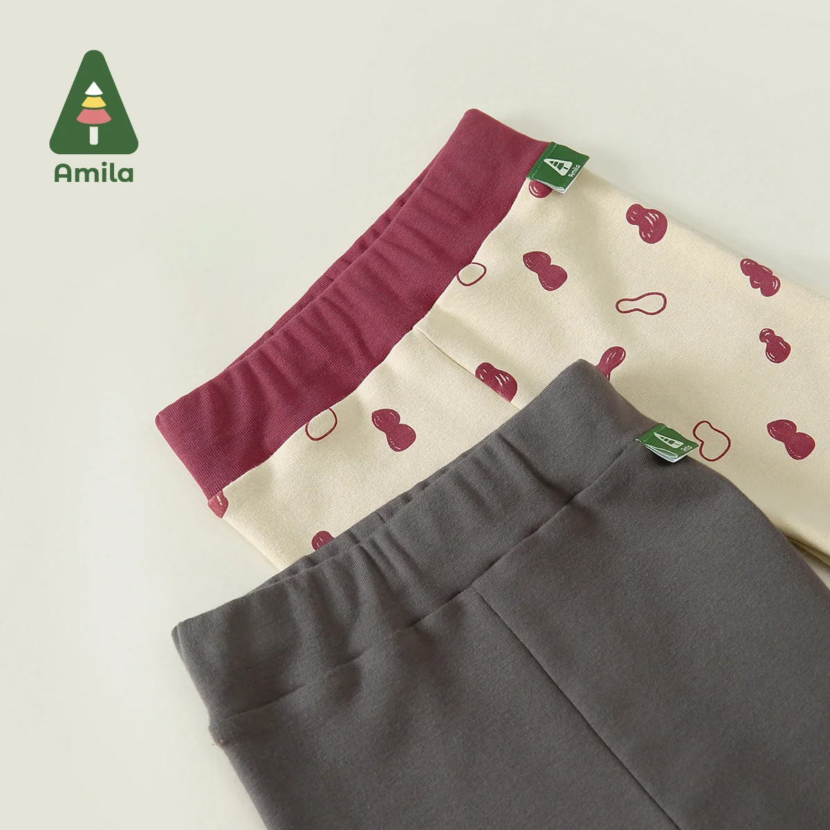 Amila Baby Leggings for Girls 2023 Autumn New  High Elastic Stretcher Printing Kids Soft Pants Children Solid Cotton Trouser