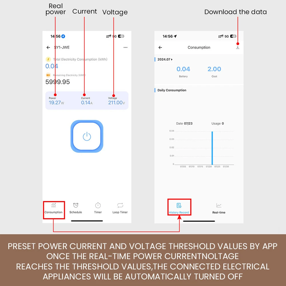 WiFi Smart Circuit Breaker 10A/16A/20A/25A/32A/40A/50A/63A 1-63A No Metering/Metering Energy Meter Timer Relay Switch