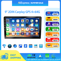 ESSGOO 9Inch 2 DIN Car Stereo Radio Wirless Carplay Android Auto Car Stereo Bluetooth 64G GPS Navigation RDS WiFi USB FM DAB+CAM