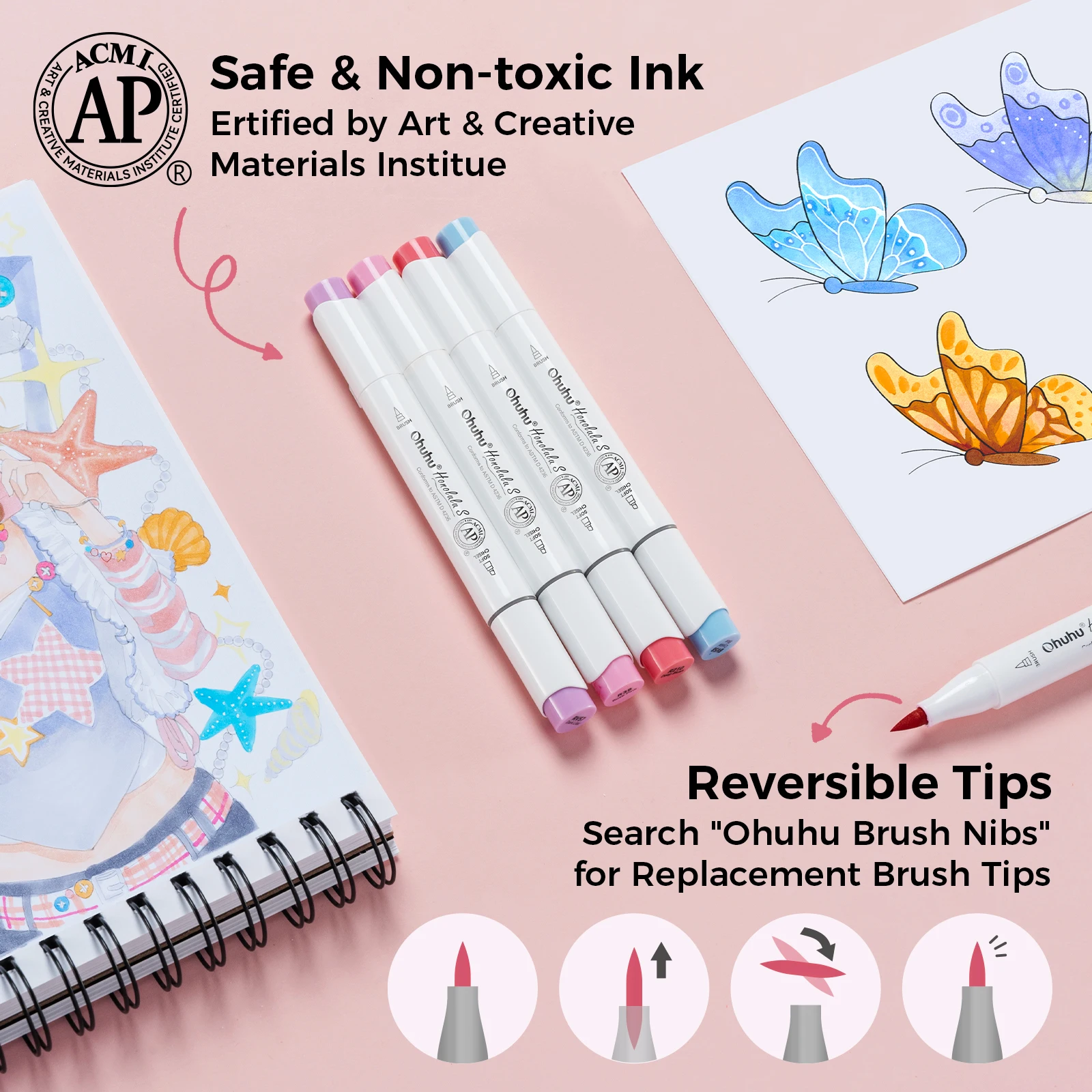 Ohuhu Honolulu S 60 Zestaw Markerów Ilustracyjnych Kolory Markerów Alkoholowych Markery Artystyczne Red Dot Design Podwójne Końcówki Szkicowanie Rysowanie Kolorowanie — zdjęcie produktu 4