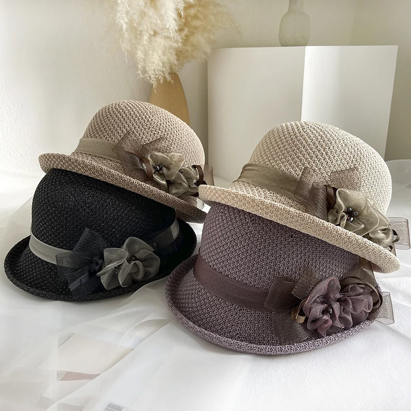 Elegant Women\'s Fashion Beret French Painter Hat Retro Warm Party Hat Japanese Fisherman Hat British Feather Flower Hat Pot Hats