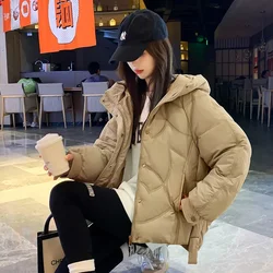 Cotton Jacket Women's Korean Version Loose Fitting Oversized Hooded Warm Cotton Jacket 2023 Winter New Cotton Jacket Commuting