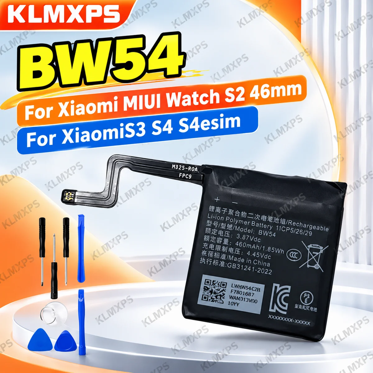 486mAh BW54 Replacement Battery with Repair Tools Compatible with Xiaomi MIUI Smart Watch S2 46mm S3 S4 S4 eSIM Battery Cell
