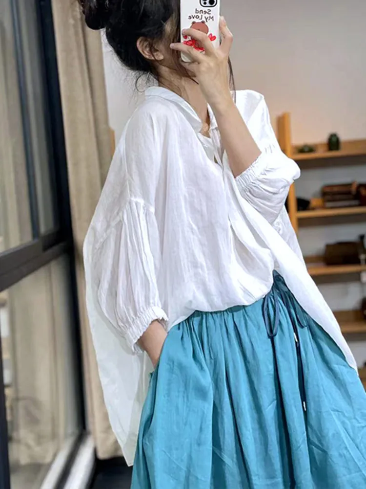 Summer Shirt Women Tops Casual Loose Pleated Ladies Blouses Pink Fashion Woman Shirt Tops 2023