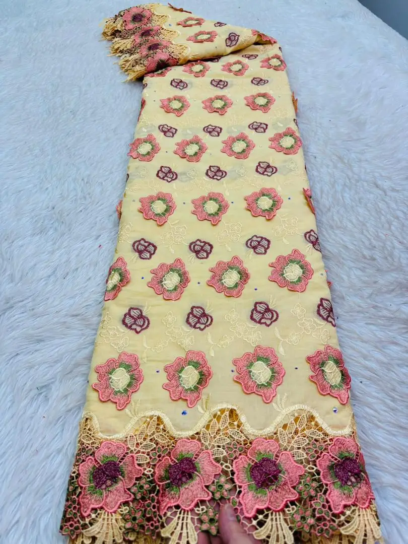 Luxury Nigerian Swiss Voile Lace Fabric with 3D Flower Applique And Stones Super Quality African Wedding Dress Lace 2026 Hm231-1