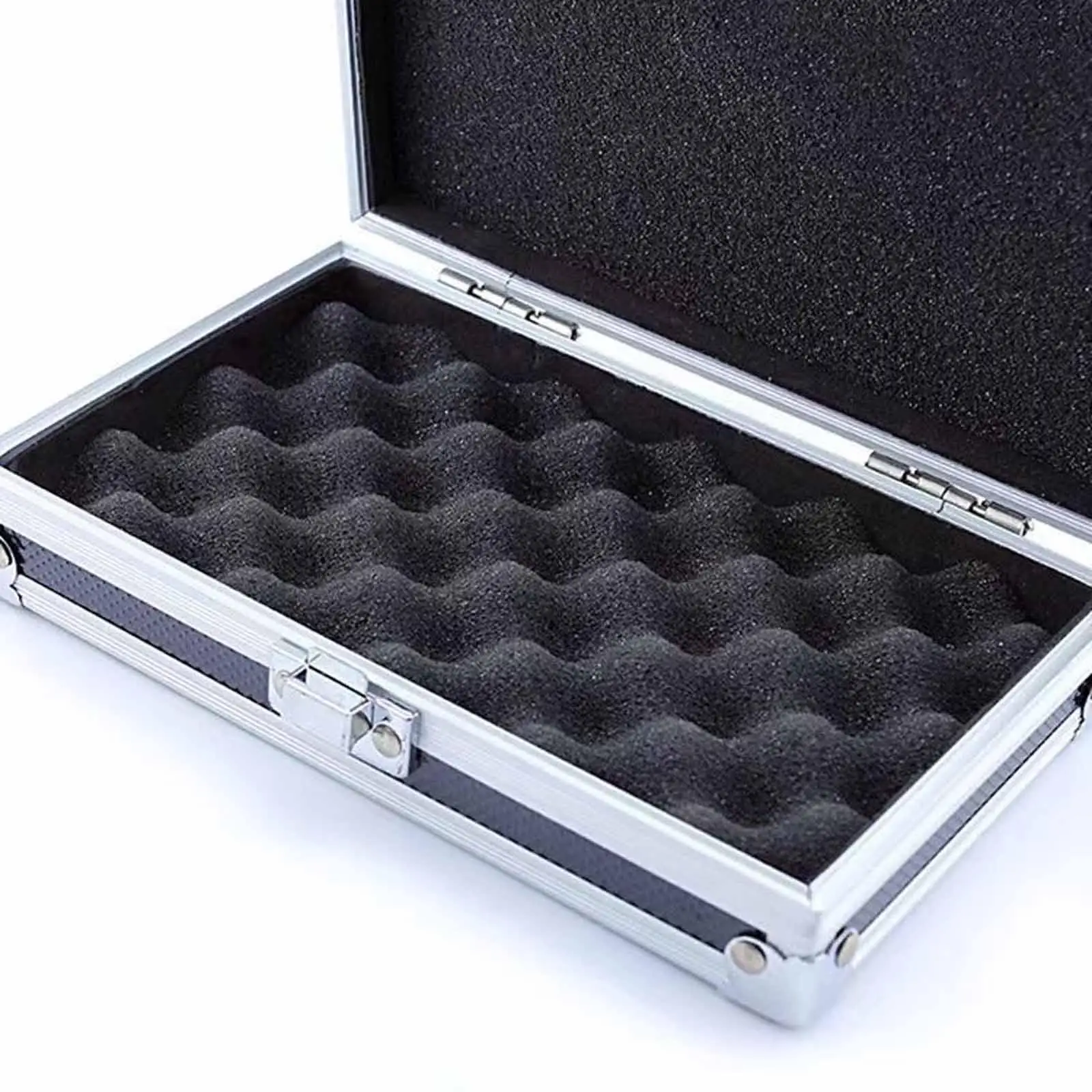 Aluminum Alloy Jewelry Organizer Shockproof Foam Briefcase Hard Storage Case for Small Tools and Instruments