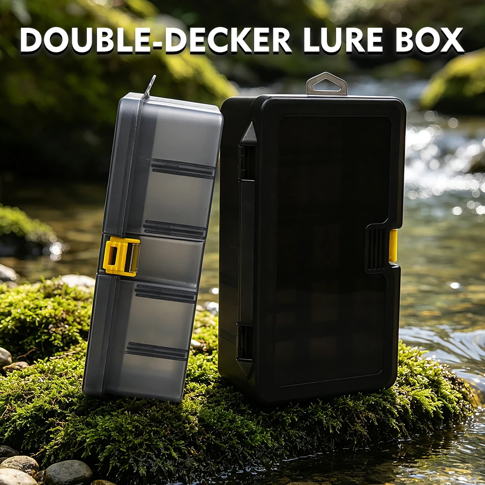 PROBEROS 1PC Double Layer Fishing Tackle Box Adjustable Compartments Portable Lure Hook Bait Storage Organizer Case