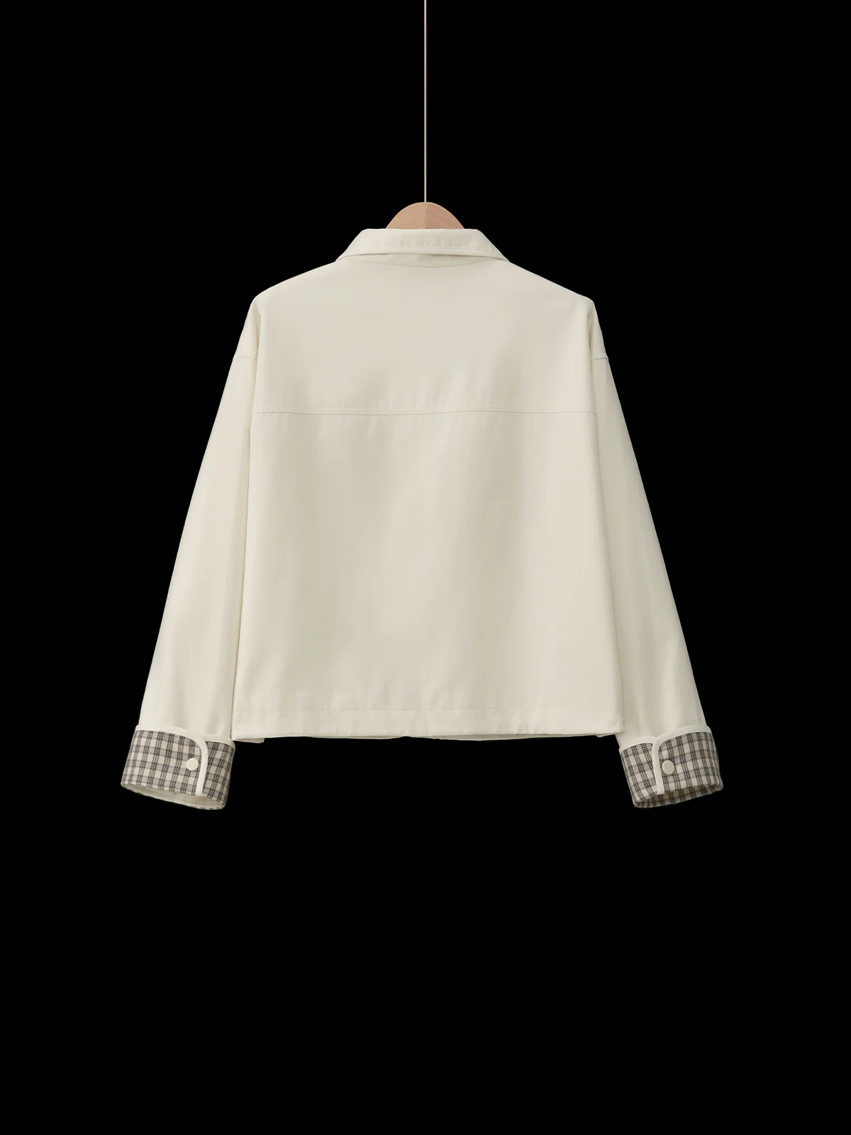 

Fall 2025 New Plaid Color Blo Cotton 00 Women's Jaet Loose Fit ort Coat Ladies Faion Basic Sle Stand Collar Top