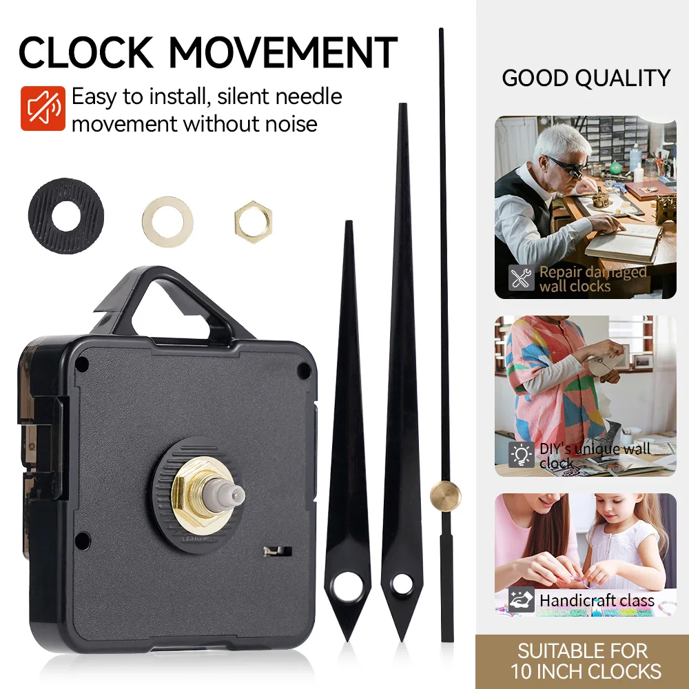 Mécanisme d'horloge à quartz silencieux, machine à mouvement, mains murales, ensemble de pointeurs, table d'horlogerie, pièces d'outils de réparation de montre à quartz bricolage