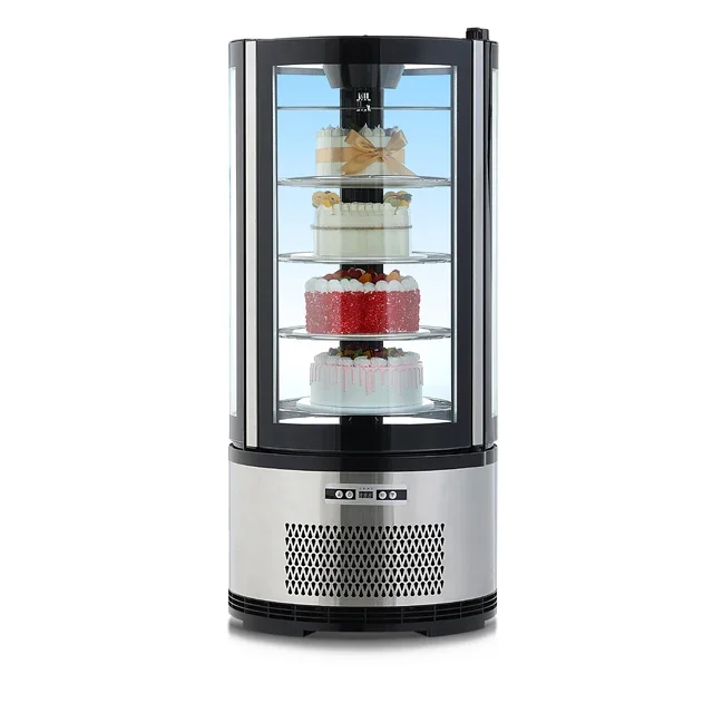 Cake Display Fridge Showcase Refrigerator Commercial Vertical Cake Bakery Glass Cylinder Upright Countertop  Stainless CE ETL