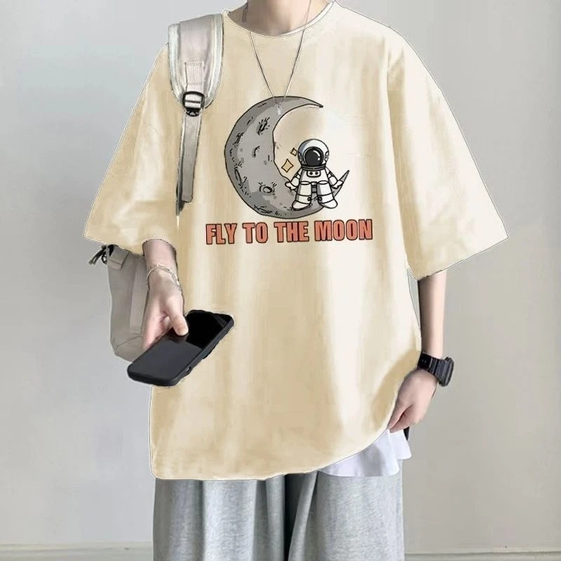 

Осень-зима 2025: высококачественная футболка с короткими рукавами в американском стиле ретро для мужчин и женщин, универсальная футболка большого размера из чистого хлопка