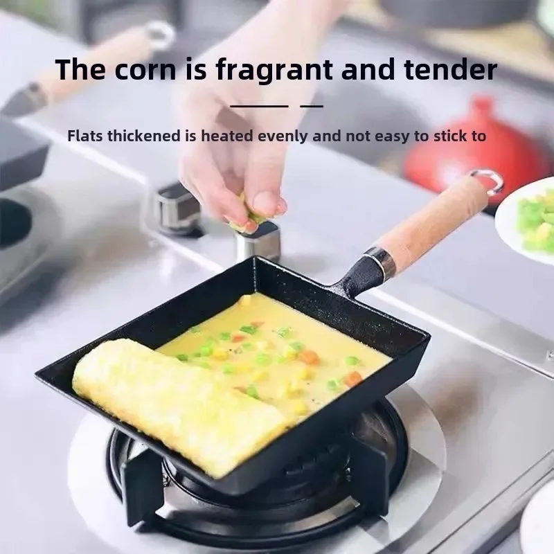 

Cast iron pot Japanese Tamagoyaki egg rolls non-stick non-coating square fried eggs nonstick frying pancake pan thick egg burn