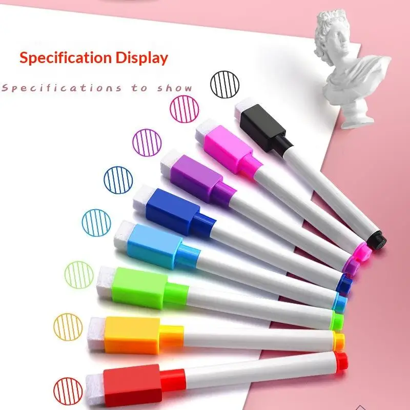 24Pcs Bottled Whiteboard Marker Pen With Brush Erasable Whiteboard Pen Children Erasable Stationery Convenient Storage