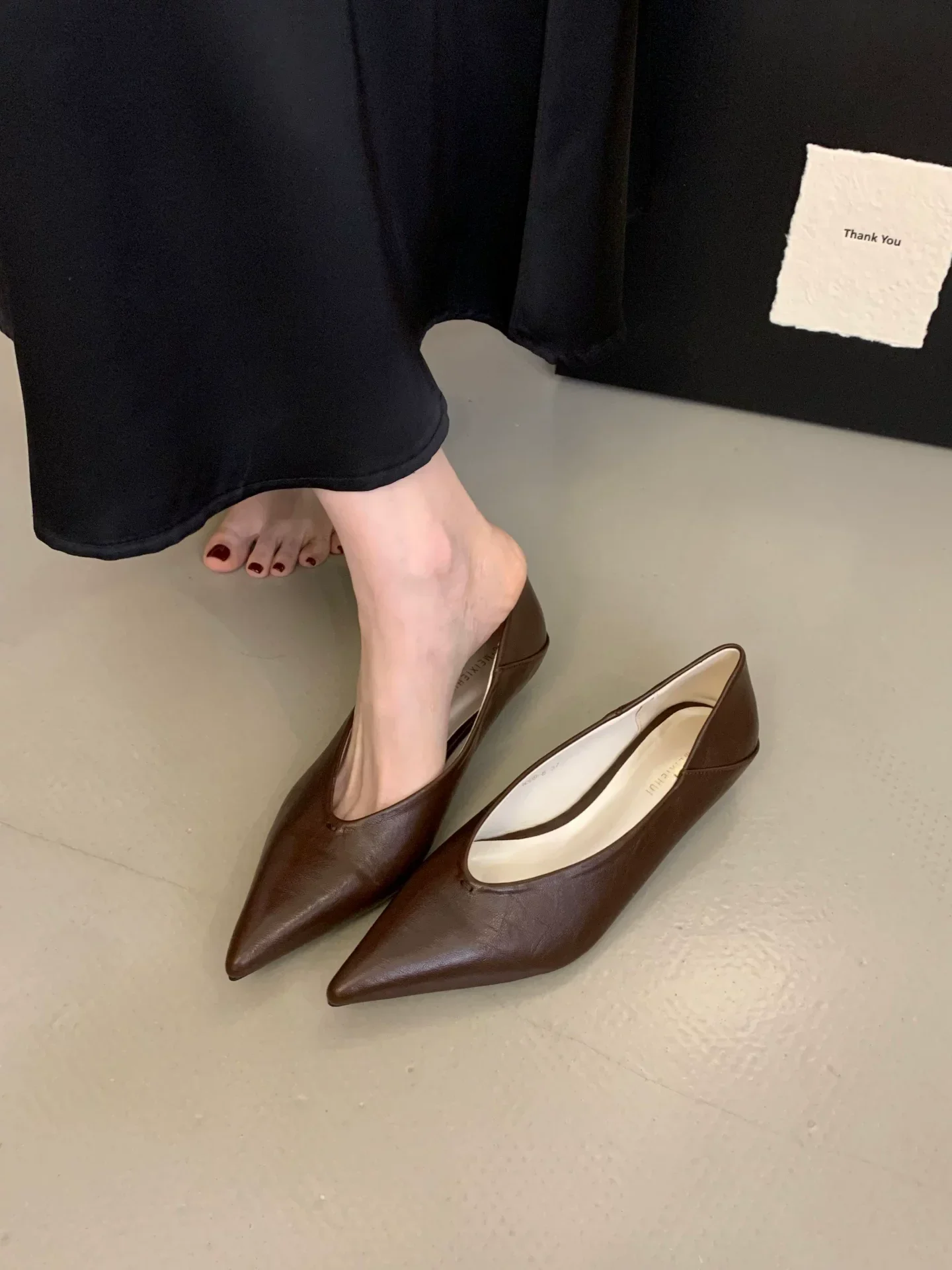 2026 Neue Marken-Damenpumps Elegante Dünne High Heels Modische Spitze Flache Slip-On Schuhe – Detail 3