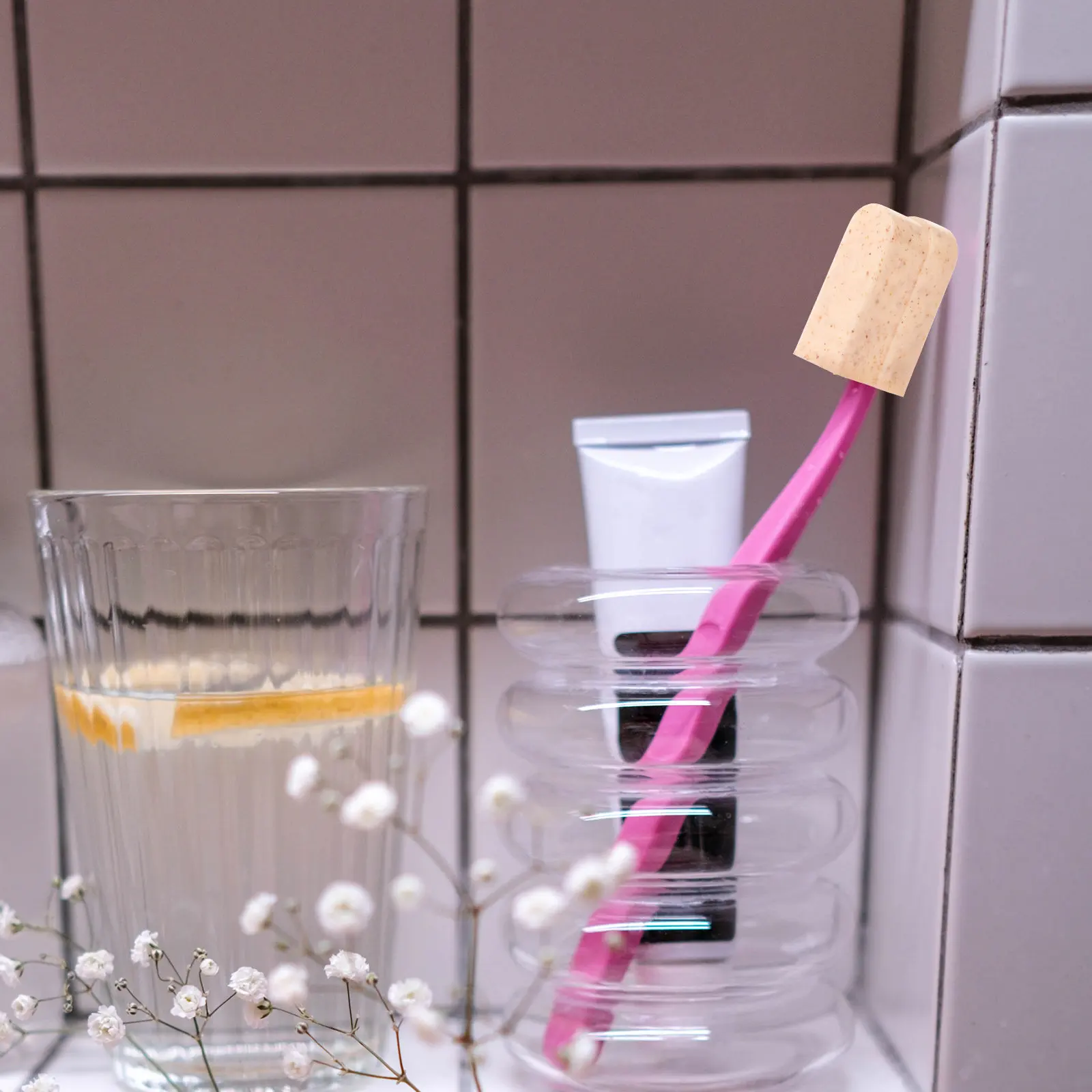 

50Pcs Toothbrush Head Covers Travel Toothbrush Protective Covers Eco Friendly Straw Material Easy Clean Color Coded for Family